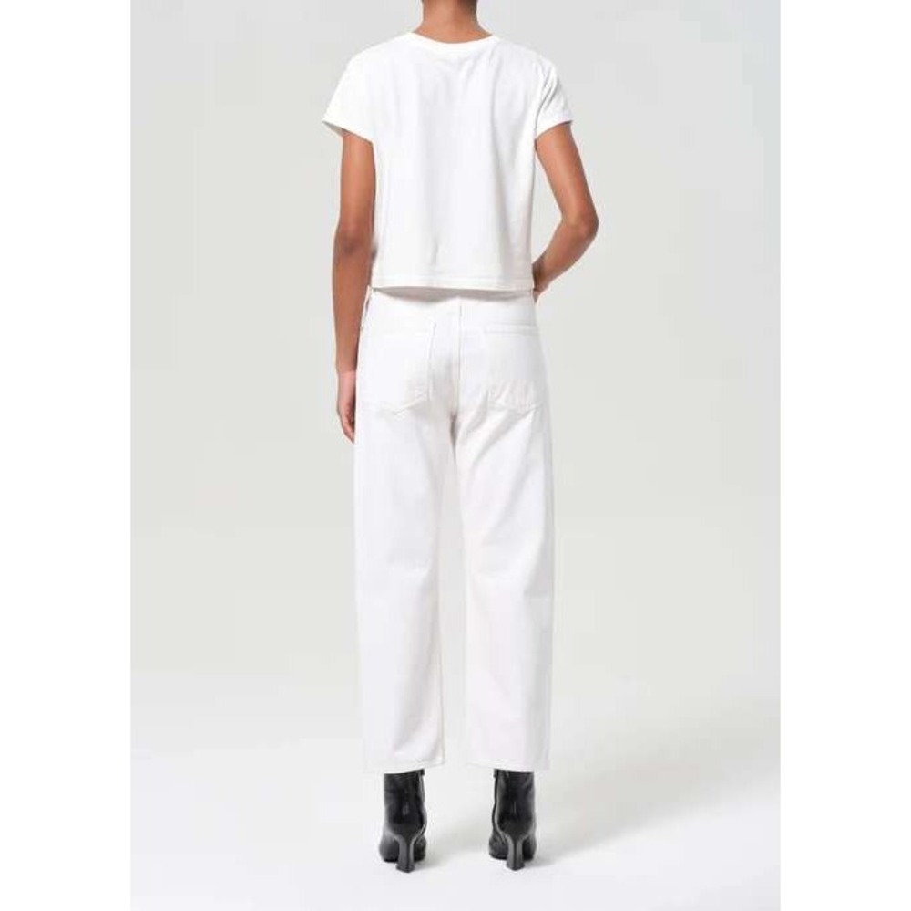 Agolde 90's Crop Mid Rise Straight Jeans Fortune Cookie White A173C-1183 - Picture 2 of 14